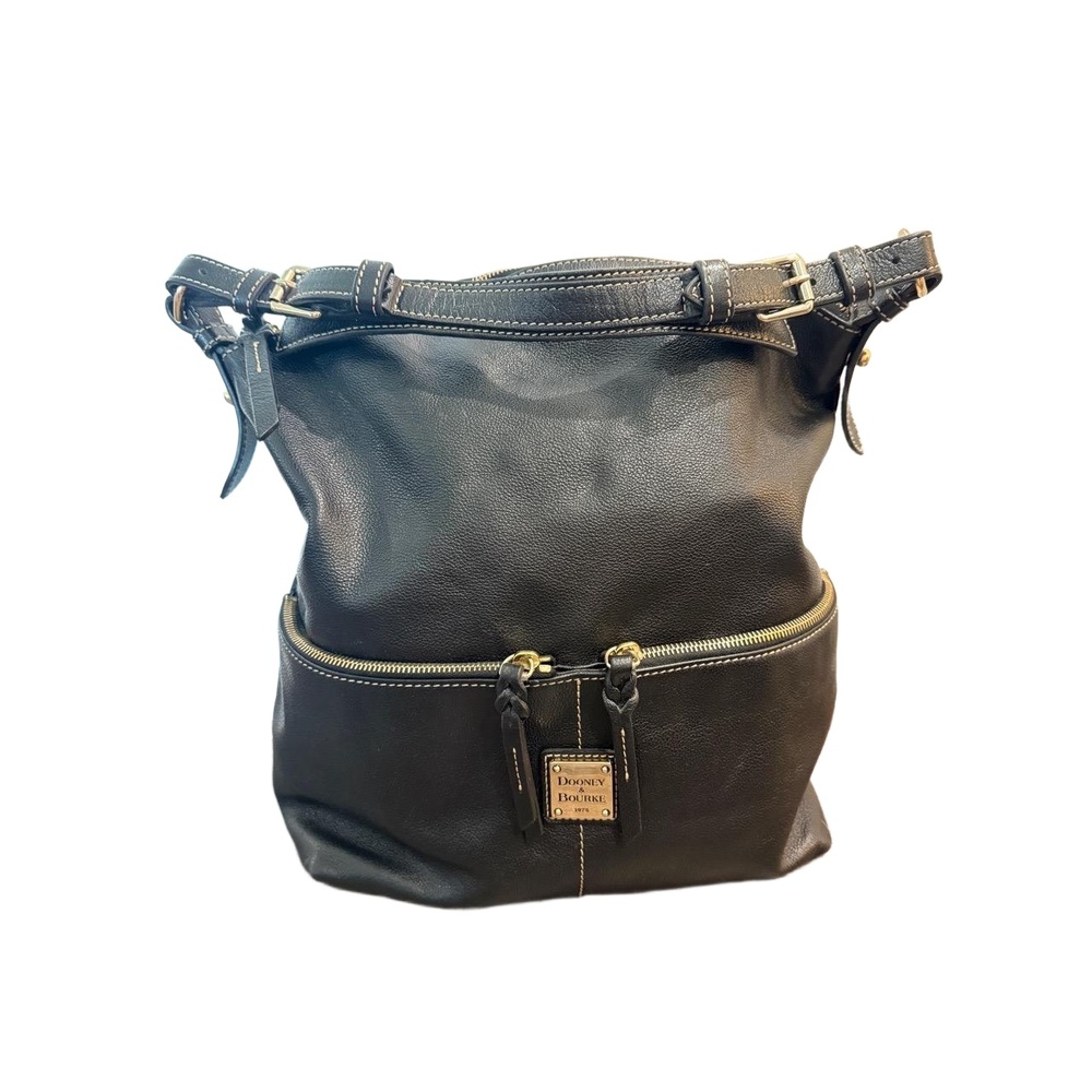 Dooney & Bourke Dillen Shoulder Bag Hobo Black Pebbled Leather Dual Zip Classic